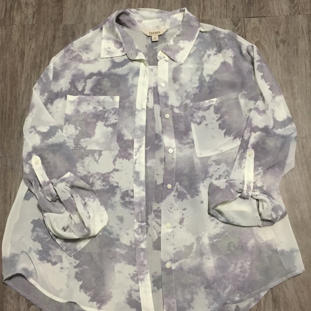 Decree Button Up Blouse- Lavender and Creme